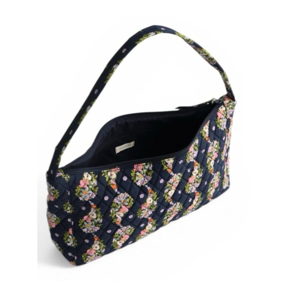 Vera Bradley Slouchy Shoulder Bag Paisley Rain Floral Navy Quilted Purse NWT